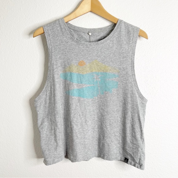 Prana Tops - Prana Muscle Tank Beach Print Sunset Gray Top Size Large